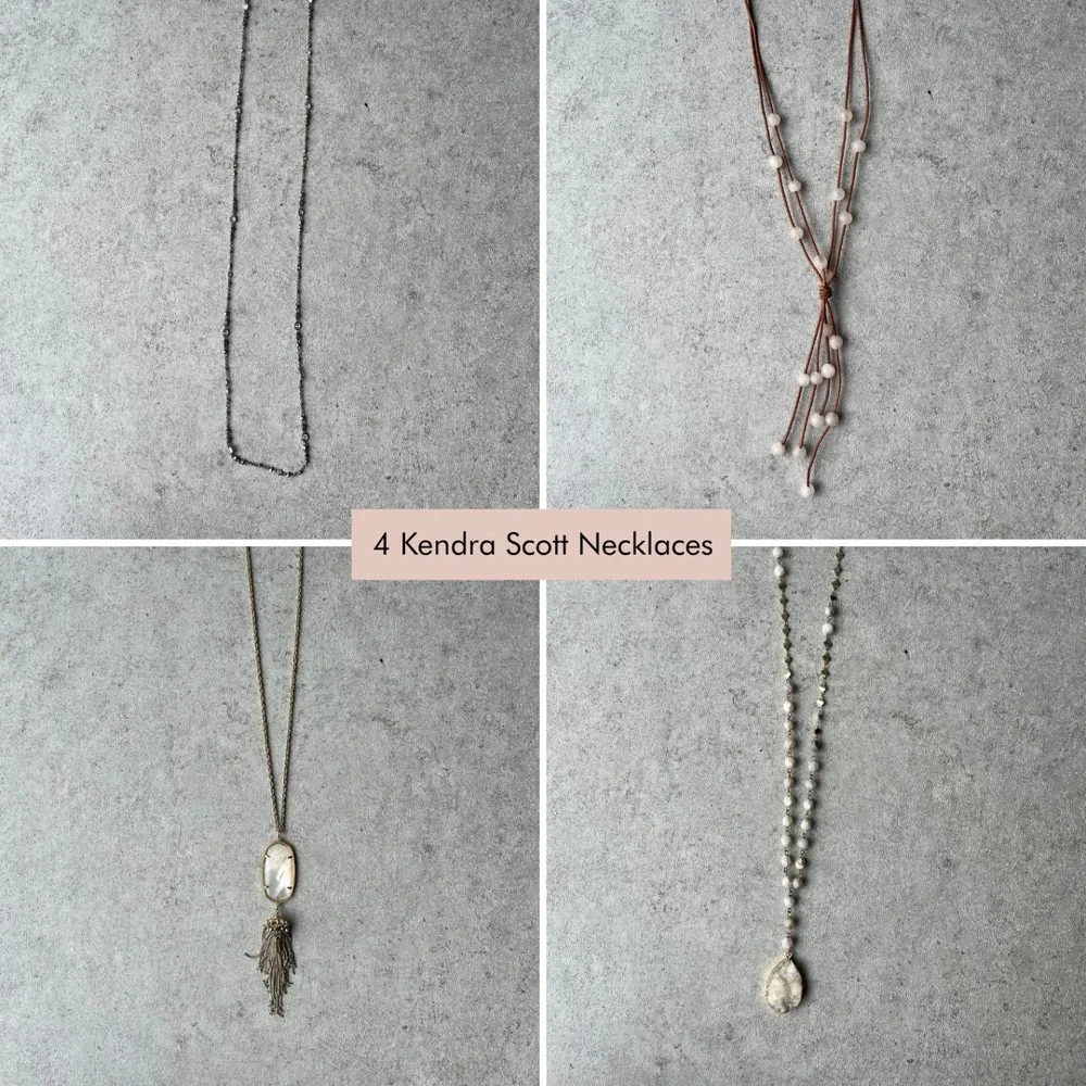 Kendra Scott Necklace Lot Rayne Pearl Druzy Lariat Tassel Long Party Jewelry - Picture 1 of 14